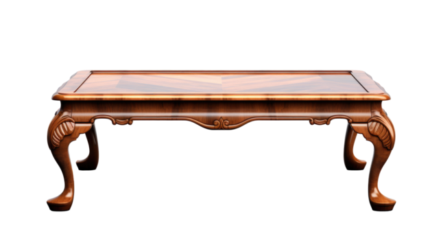 Vintage table Interior design concept furniture for living isolated on clear png background and transparent background, AI generative.	