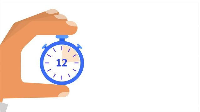15 second stopwatch countdown timer animation from 15 to 0 seconds on white background, 4k footage, 15 seconds simple countdown timer