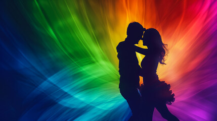 Beautiful view of silhouette of dancing couple background