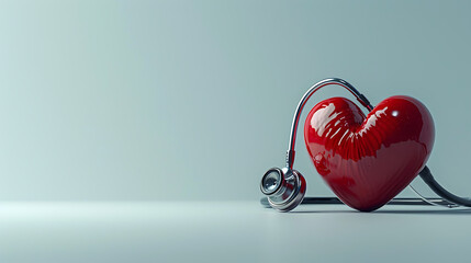 red heart with stethoscope in empty room