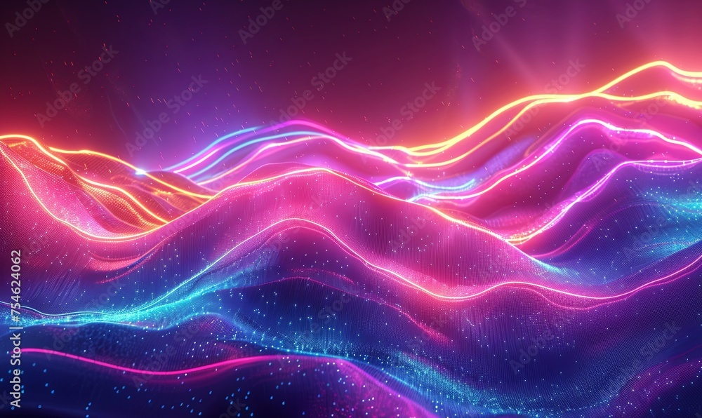 Aufkleber futuristic abstract background with colorful glowing lines forming shapes