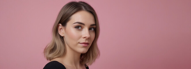 Fototapeta premium Beautiful Croatian good woman nice fashion half body eye contact