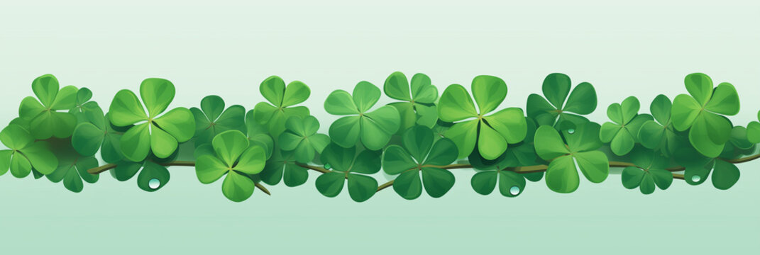 Festive Green Shamrock Leaves Banner for St. Patrick's Day