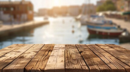 Wooden harbor docks top with copy space. Harbor background - obrazy, fototapety, plakaty