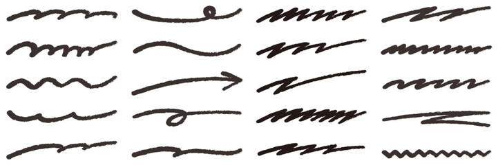 Fototapeta na wymiar 手描きの線画フレームのベクターイラストセット。手書き、線、落書き