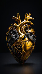 a gold human heart