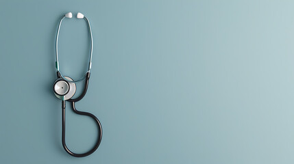 Isolated medical stethoscope with copy space on light blue background