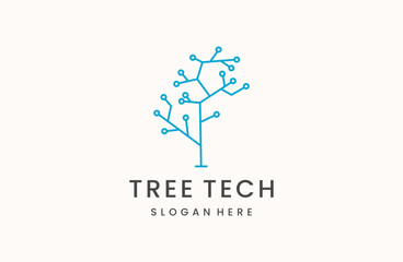 tree tech digital logo vector icon
