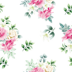 Fototapeta premium seamless pattern floral rose watercolor 