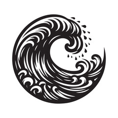 illustration with wave silhouette isolated on white