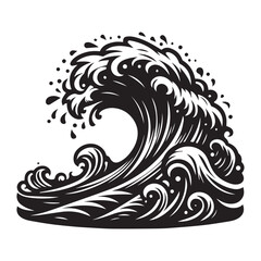 illustration with wave silhouette isolated on white