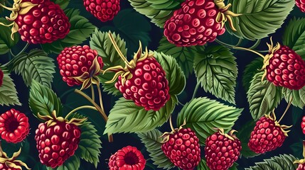 Raspberry  seamless pattern background
