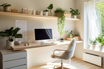 Stylish Freelancer's Workspace, Minimalist Home Office