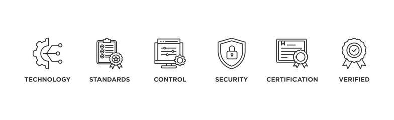 ISO27001 banner web icon illustration concept for information security management system (ISMS) with an icon of technology, standards, control, security, certification, and verified	
