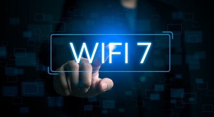 Futuristic concept of advanced WiFi 7 technology.