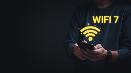 Digital technology signal internet wifi7 data network communications.