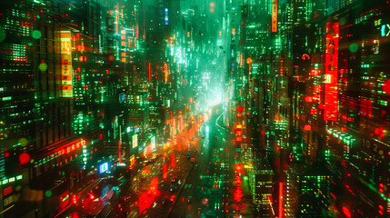 Obraz premium Metropolitan Network: A Glimpse into the Future City, Where Technology Paves the Roads of Communication and Urban Design