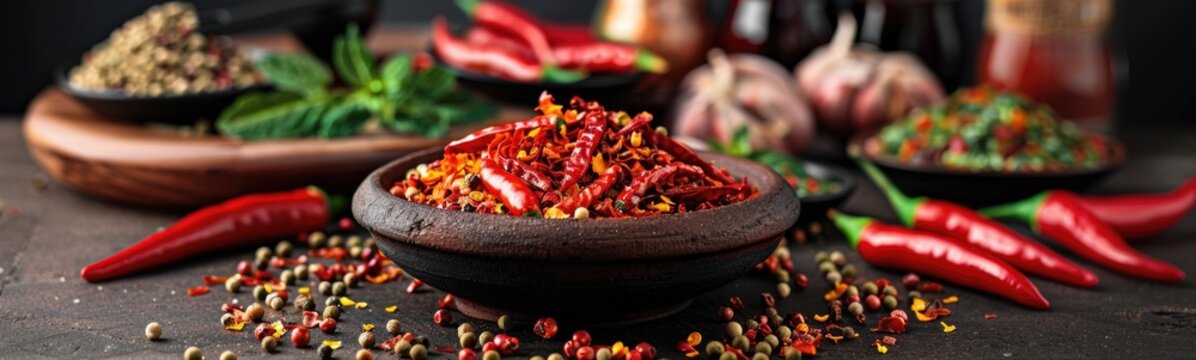 Chili hot spices background. Food background 