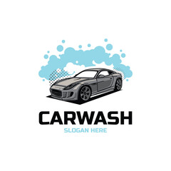 Car wash and car cleaning logo design concept