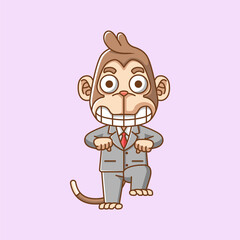 Cute monkey businessman suit office workers cartoon animal character mascot icon flat style illustration concept
