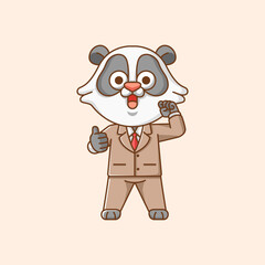 Cute panda businessman suit office workers cartoon animal character mascot icon flat style illustration concept