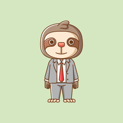 Fototapeta premium Cute sloth businessman suit office workers cartoon animal character mascot icon flat style illustration concept