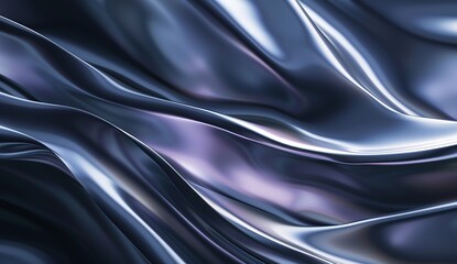 Obraz premium 3D render of a holographic iridescent abstract background with wavy fluid lines,dark grey pastel colors, in the style of a hologram generative ai