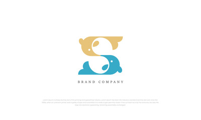 monogram logo, ambigram logo combination of letter S and sturgeon fish