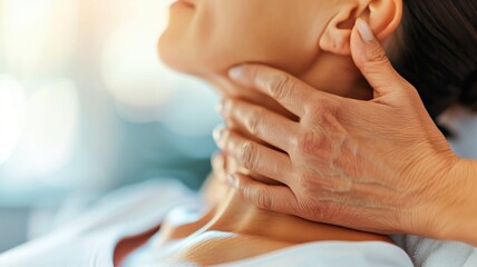 Close-up of a neck massage in a serene spa setting, suggesting relaxation and healing
