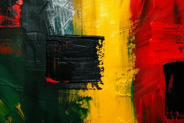 Abstract oil painting, red and yellow strokes