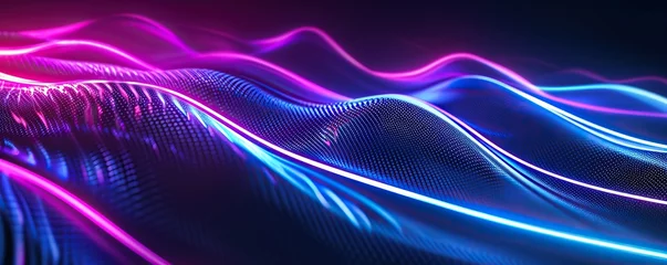 Foto op Plexiglas abstract and futuristic technology digital wave background © diwek