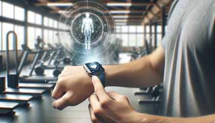 Smartwatch Displaying Holographic Health Stats