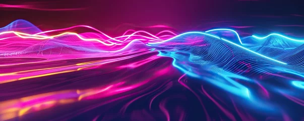 Gordijnen abstract and futuristic technology digital wave background © diwek