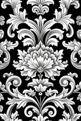 seamless vintage damask. Generative AI.