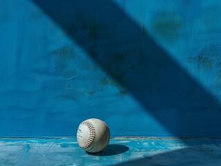 Evoke a feeling of tranquility with a baseball set against a vivid blue setting