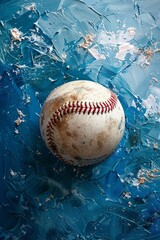 Explore the contrast of a baseball against a striking blue backdrop in your artwork
