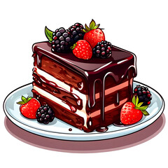 Chocolate cake slice on a plate