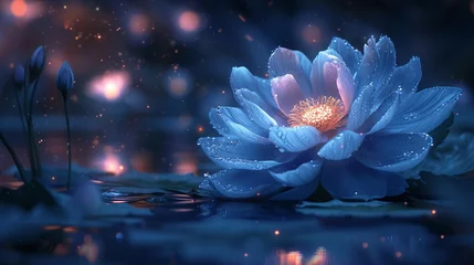 Foto op Plexiglas Ethereal flower translucent petals glowing under moonlight © Oranuch