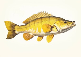 Yellow bass fish on white background