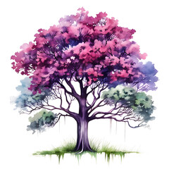 Fototapeta premium Hand painted illustration of colorful four season tree. Picture created with watercolors on paper. on white and transparent background