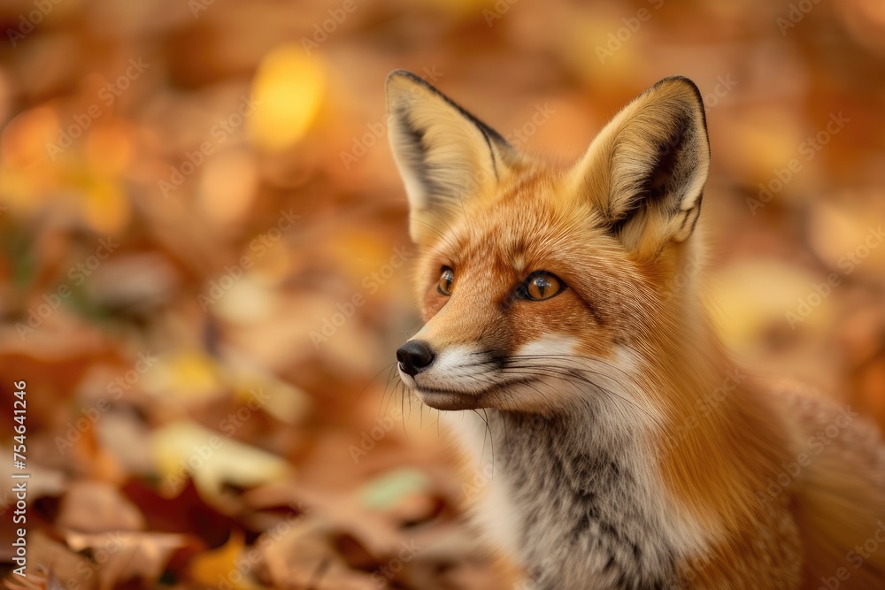 Canvas Prints Red fox in the autumn forest.