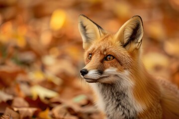 Red fox in the autumn forest.