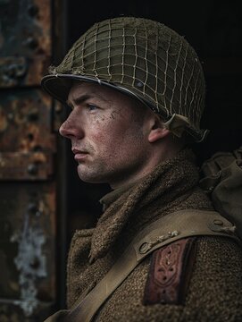 A profile view of a 1930s British soldier
