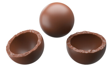 chocolate ball isolated on white background. 3d illustration.