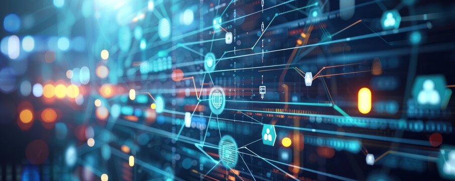 financial icons with futuristic financial technology background