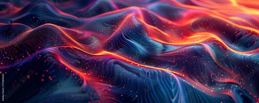 Poster generative ai illustration of full frame shot of abstract background with colorful wavy lines