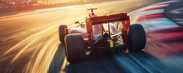 Portrait of an F1 racing car racing on a circuit