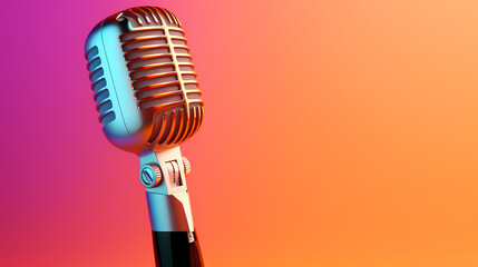 Sparkling microphone on background