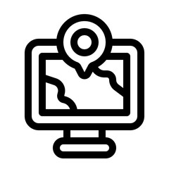Digital Map Line Icon