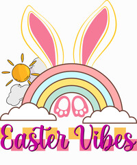  Easter Vibes, Easter, Easter Bunny T-shirt Design. Ready to print for apparel, poster, and illustration. Modern, simple, lettering t-shirt vector

  